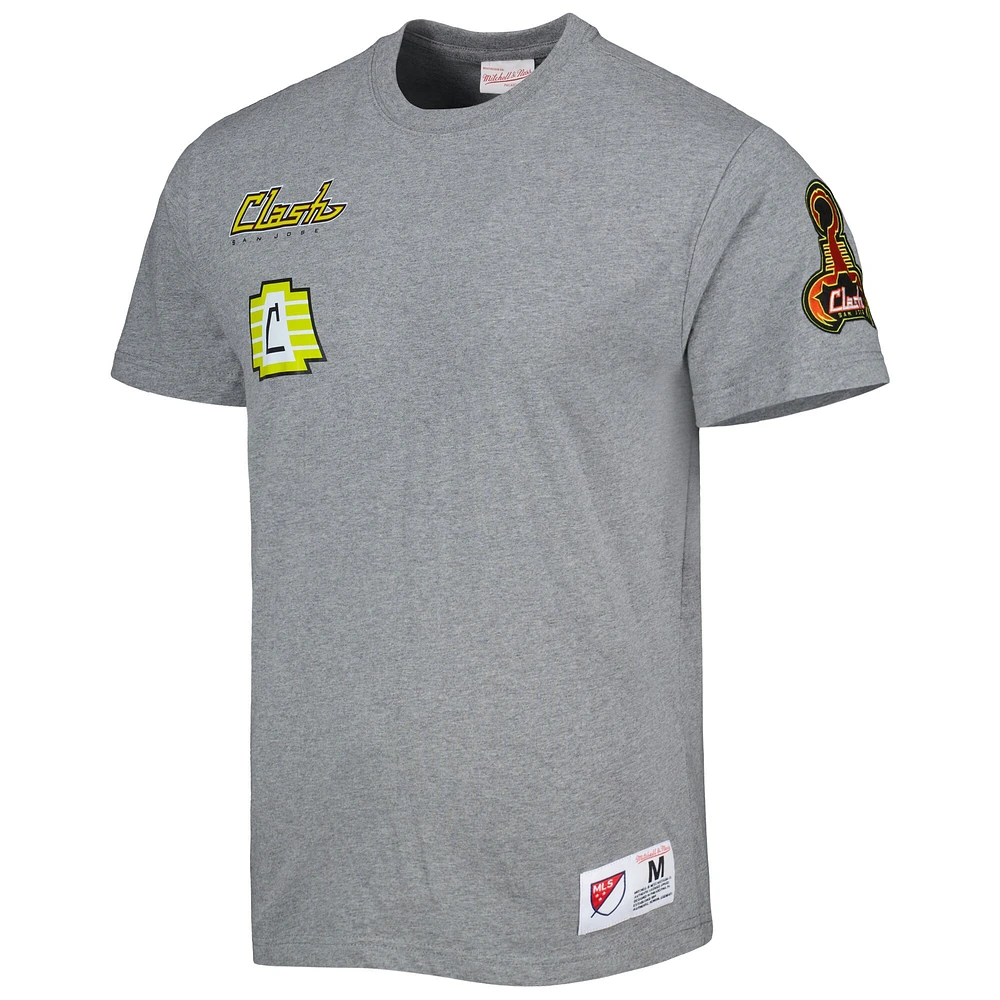 T-shirt gris Mitchell & Ness San Jose Earthquakes City pour hommes
