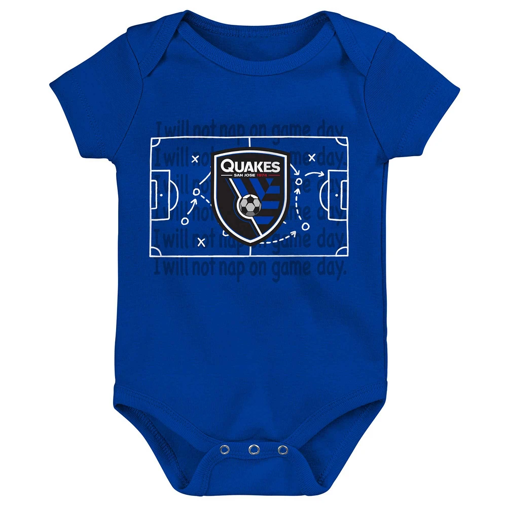 Newborn & Infant Blue/Black/Gray San Jose Earthquakes 3-Pack Bodysuit Set
