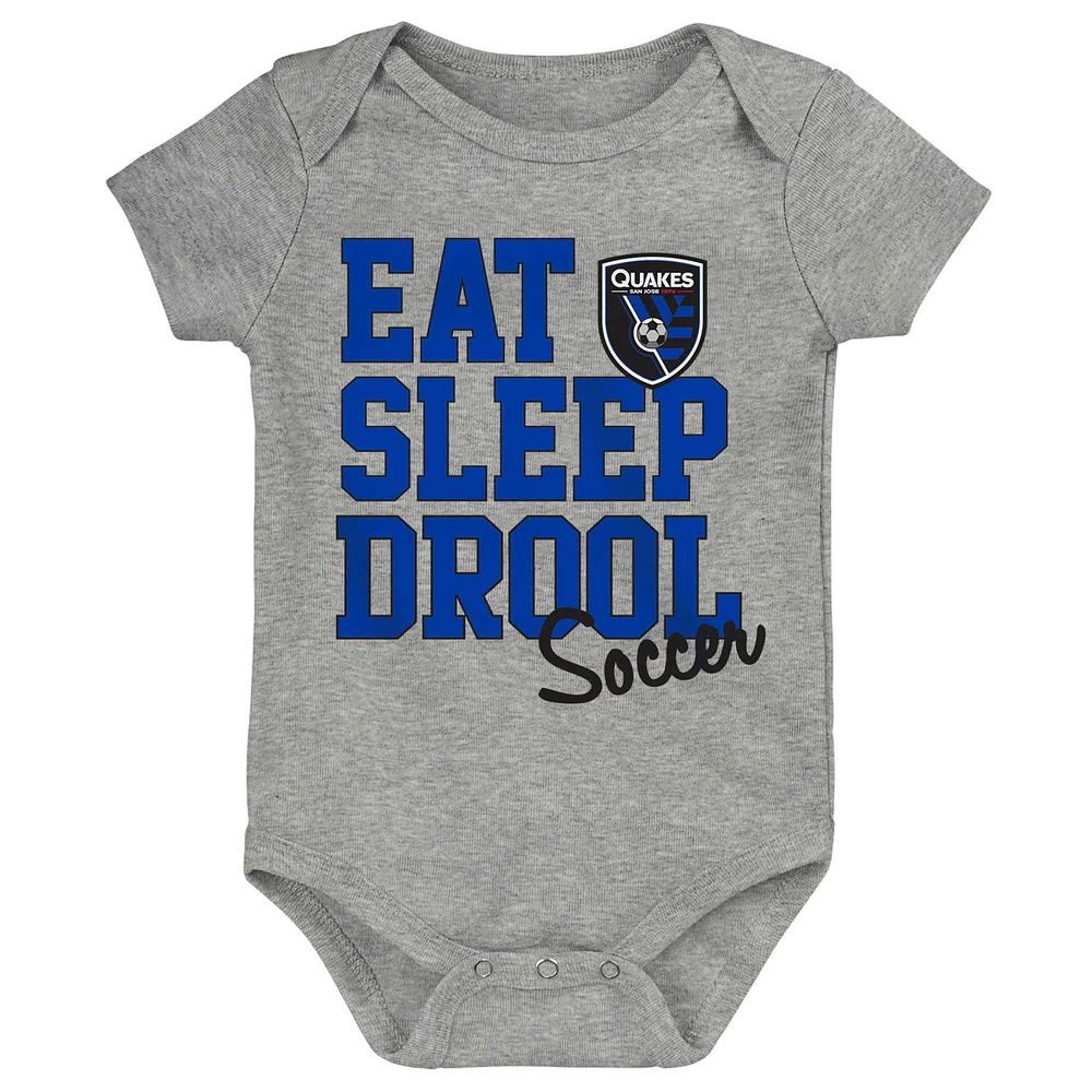 Newborn & Infant Blue/Black/Gray San Jose Earthquakes 3-Pack Bodysuit Set