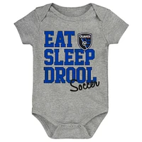 Newborn & Infant Blue/Black/Gray San Jose Earthquakes 3-Pack Bodysuit Set