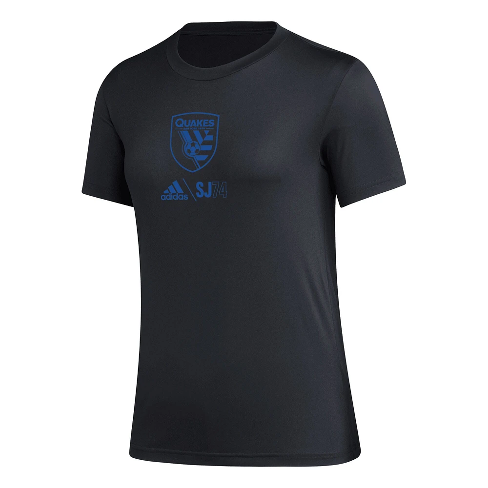 T-shirt adidas San Jose Earthquakes AEROREADY Club Icon pour femme, noir