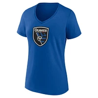Women's Fanatics Blue San Jose Earthquakes Logo V-Neck T-Shirt