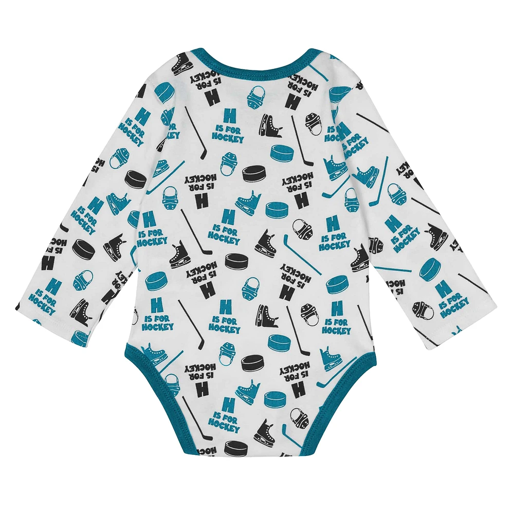 Infant White San Jose Sharks Quick Learner Long Sleeve Bodysuit
