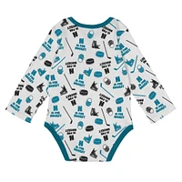 Infant White San Jose Sharks Quick Learner Long Sleeve Bodysuit