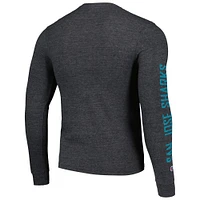 T-shirt à manches longues tri-mélange multi-logo Champion Heather Black San Jose Sharks pour hommes