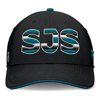 Men's Fanatics Black/Teal San Jose Sharks Authentic Pro Rink Team Code Flex Hat