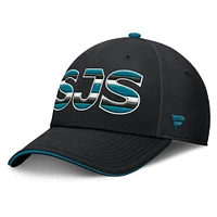 Men's Fanatics Black/Teal San Jose Sharks Authentic Pro Rink Team Code Flex Hat
