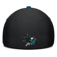 Men's Fanatics Black/Teal San Jose Sharks Authentic Pro Rink Team Code Flex Hat