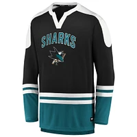 Men's Fanatics Black/Teal San Jose Sharks Iconic Slapshot Long Sleeve T-Shirt