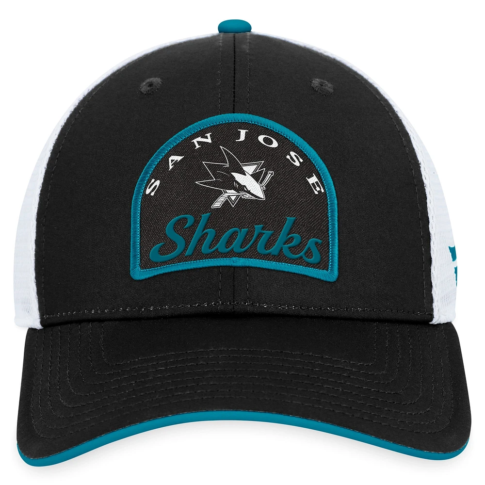 Men's Fanatics Black/White San Jose Sharks Fundamental Adjustable Hat