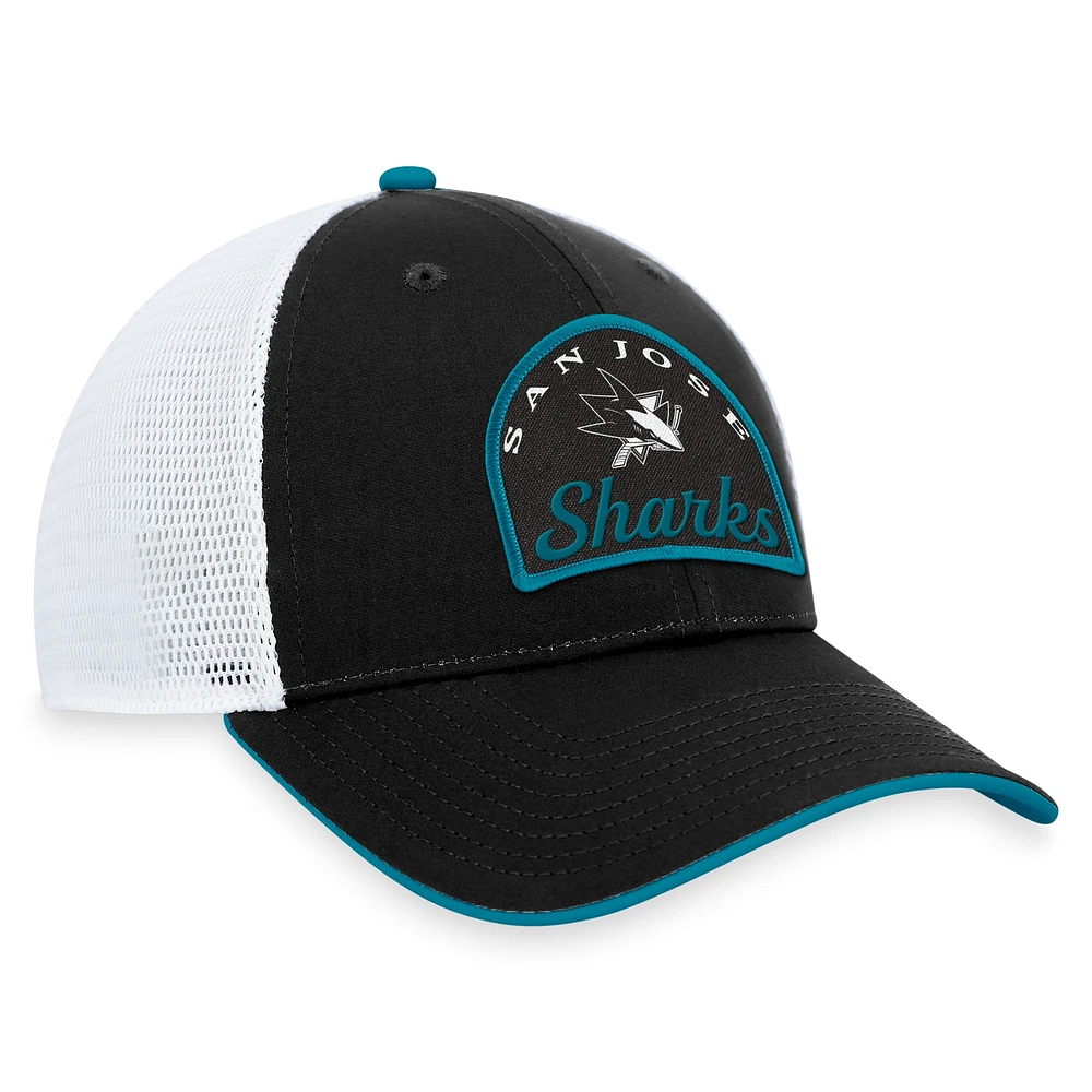 Men's Fanatics Black/White San Jose Sharks Fundamental Adjustable Hat