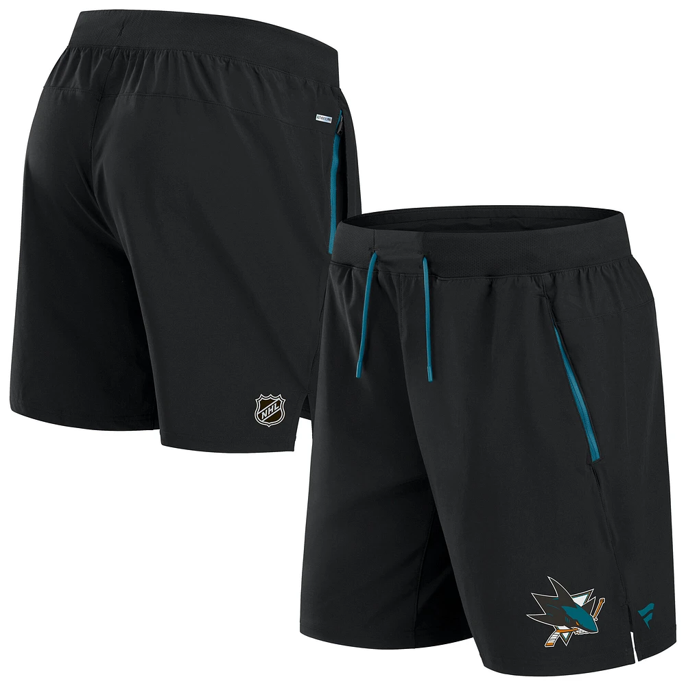 Short de performance authentique Pro Rink Fanatics pour homme, noir, San Jose Sharks