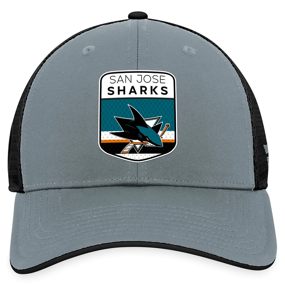 Men's Fanatics  Gray/Black San Jose Sharks Authentic Pro Home Ice Trucker Adjustable Hat