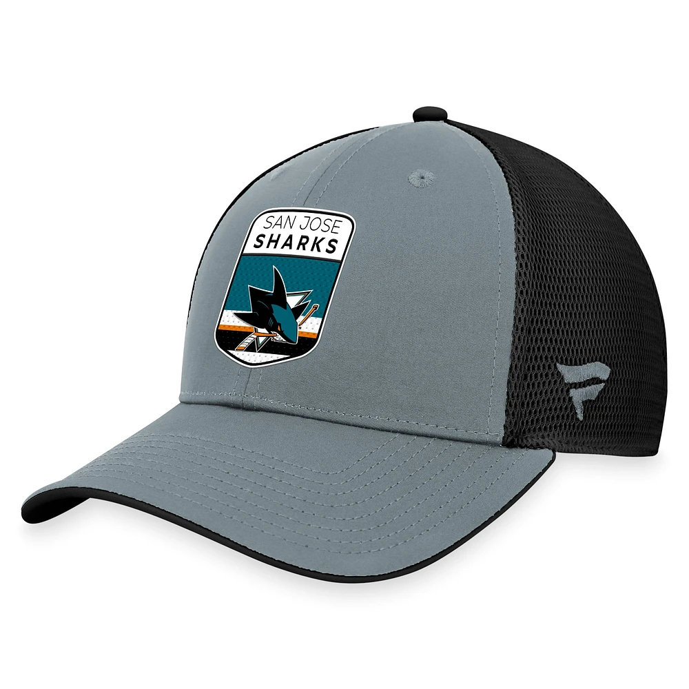 Men's Fanatics  Gray/Black San Jose Sharks Authentic Pro Home Ice Trucker Adjustable Hat