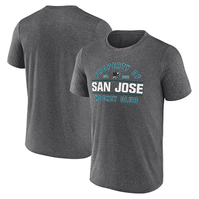 T-shirt Fanatics Heather Charcoal pour homme, propriété des Sharks de San Jose