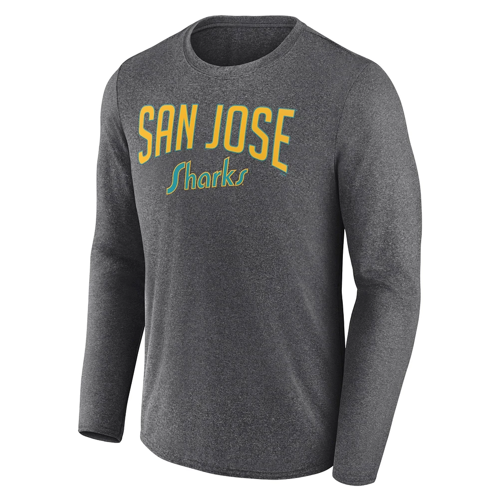 Men's Fanatics Heather Charcoal San Jose Sharks Special Edition 2.0 Scoring Chance Long Sleeve T-Shirt