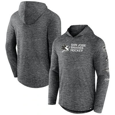 T-shirt à capuche empilé manches longues Fanatics Heather Charcoal pour hommes, San Jose Sharks