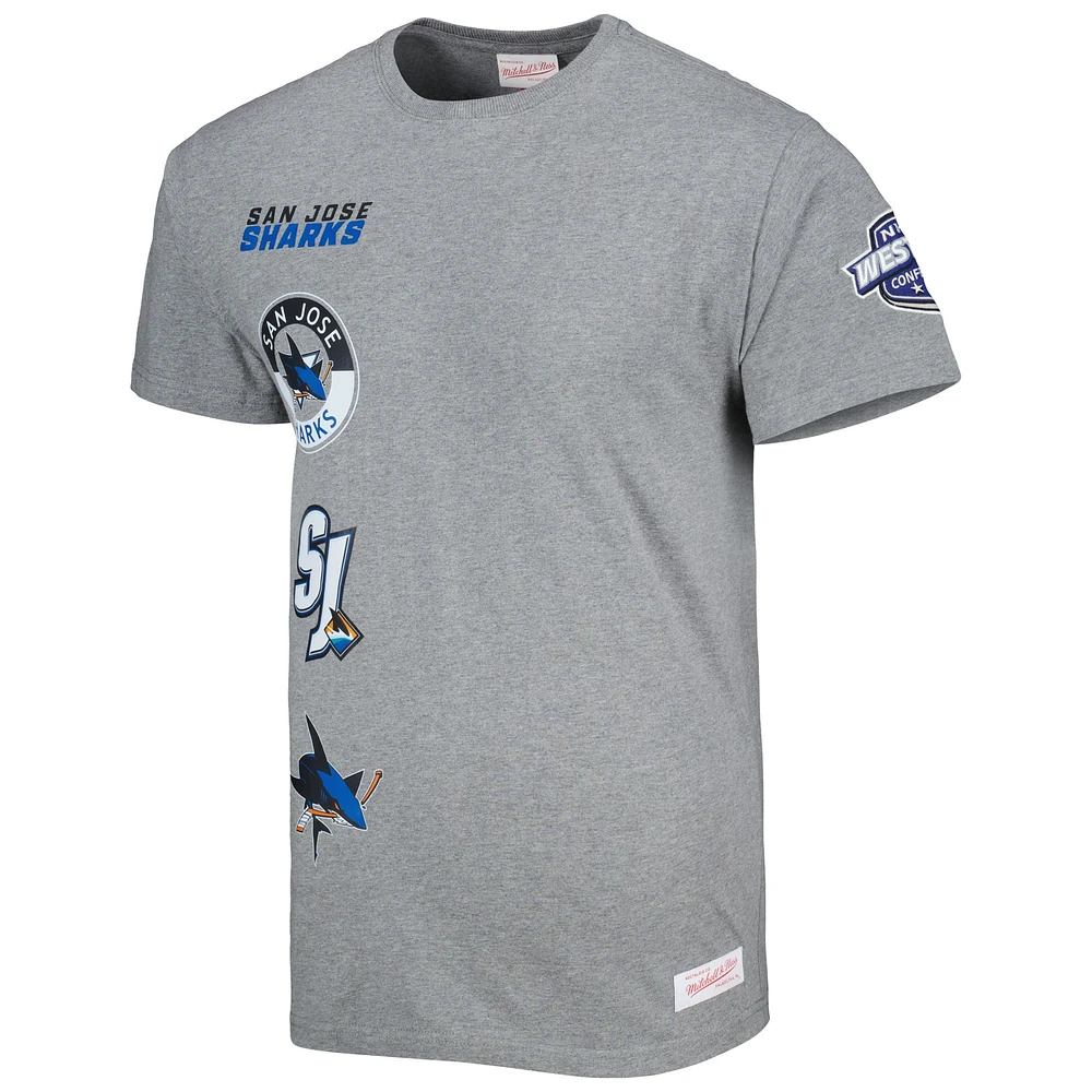 Men's Mitchell & Ness Heather Gray San Jose Sharks City Collection T-Shirt