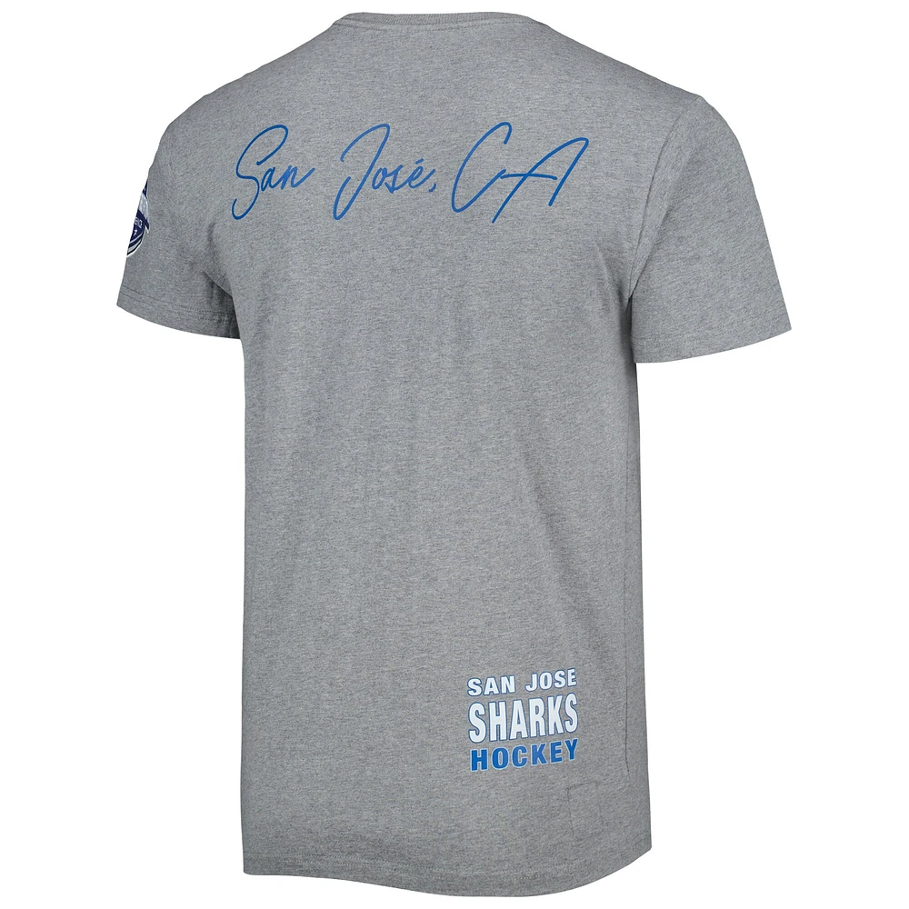 Men's Mitchell & Ness Heather Gray San Jose Sharks City Collection T-Shirt
