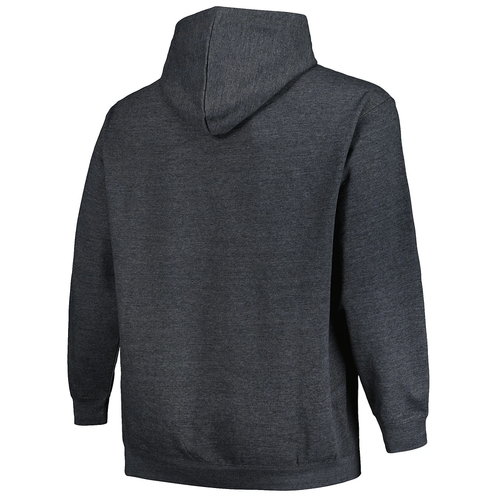 Men's Profile Heather Charcoal San Jose Sharks Big & Tall Arch Over Logo Pullover Hoodie