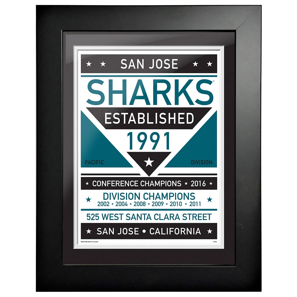 Requins de San Jose - Oeuvre encadrée bicolore 12'' x 16''