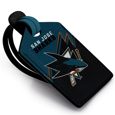 Teal San Jose Sharks Personalized Leather Luggage Tag