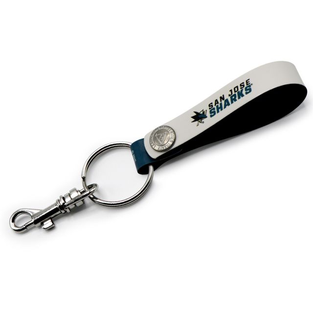 Porte-clés en cuir blanc San Jose Sharks à boucle personnalisée
