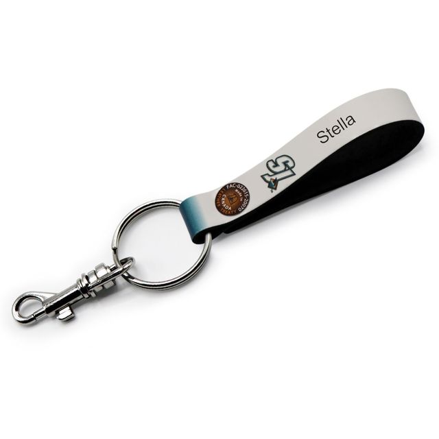 Porte-clés en cuir blanc San Jose Sharks à boucle personnalisée