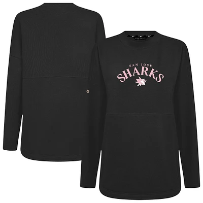 Women's Levelwear  Black San Jose Sharks Mother's Day Beaudry Arched Pullover Sweatshirt
