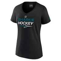 Women's Fanatics  Black San Jose Sharks Authentic Pro V-Neck T-Shirt