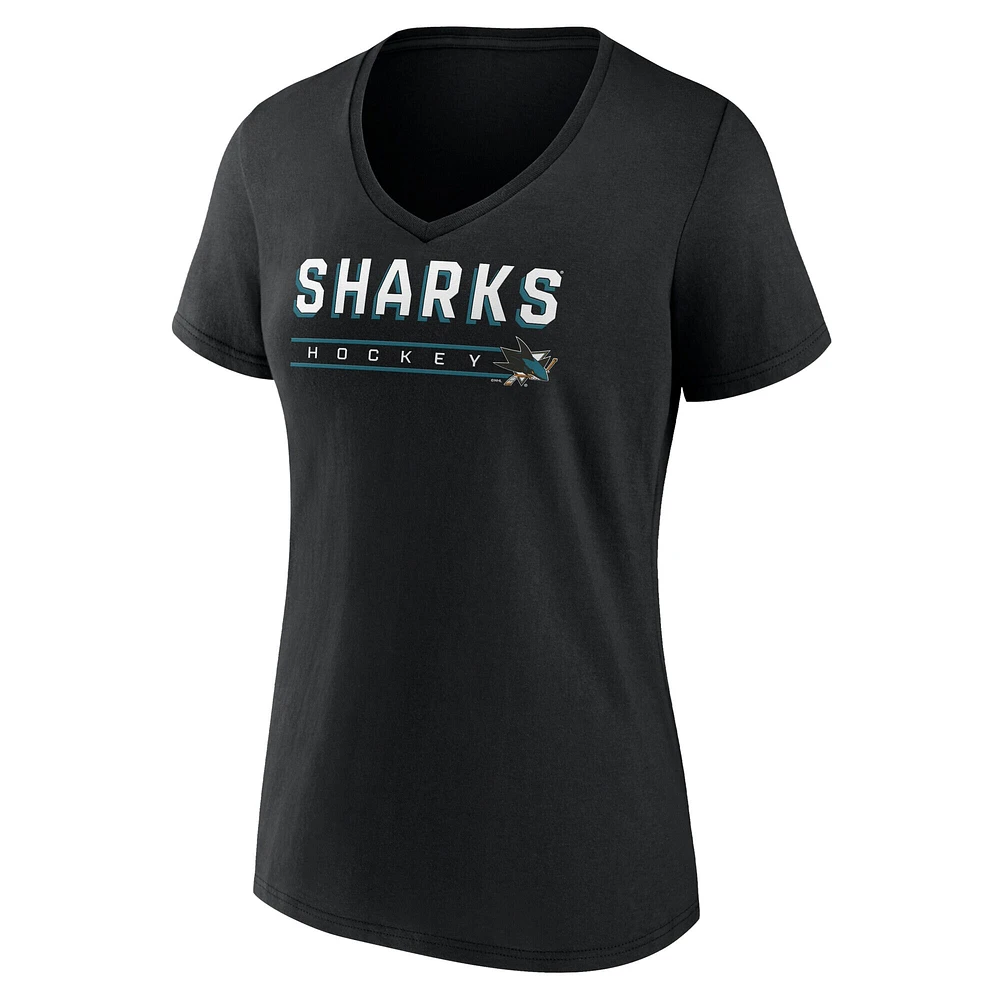 Women's Fanatics Black San Jose Sharks V-Neck T-Shirt