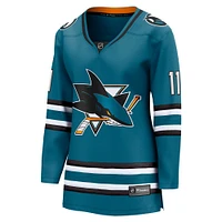 Women's Fanatics Luke Kunin Teal San Jose Sharks Home Breakaway Player Jersey