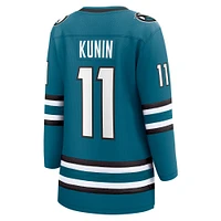 Women's Fanatics Luke Kunin Teal San Jose Sharks Home Breakaway Player Jersey