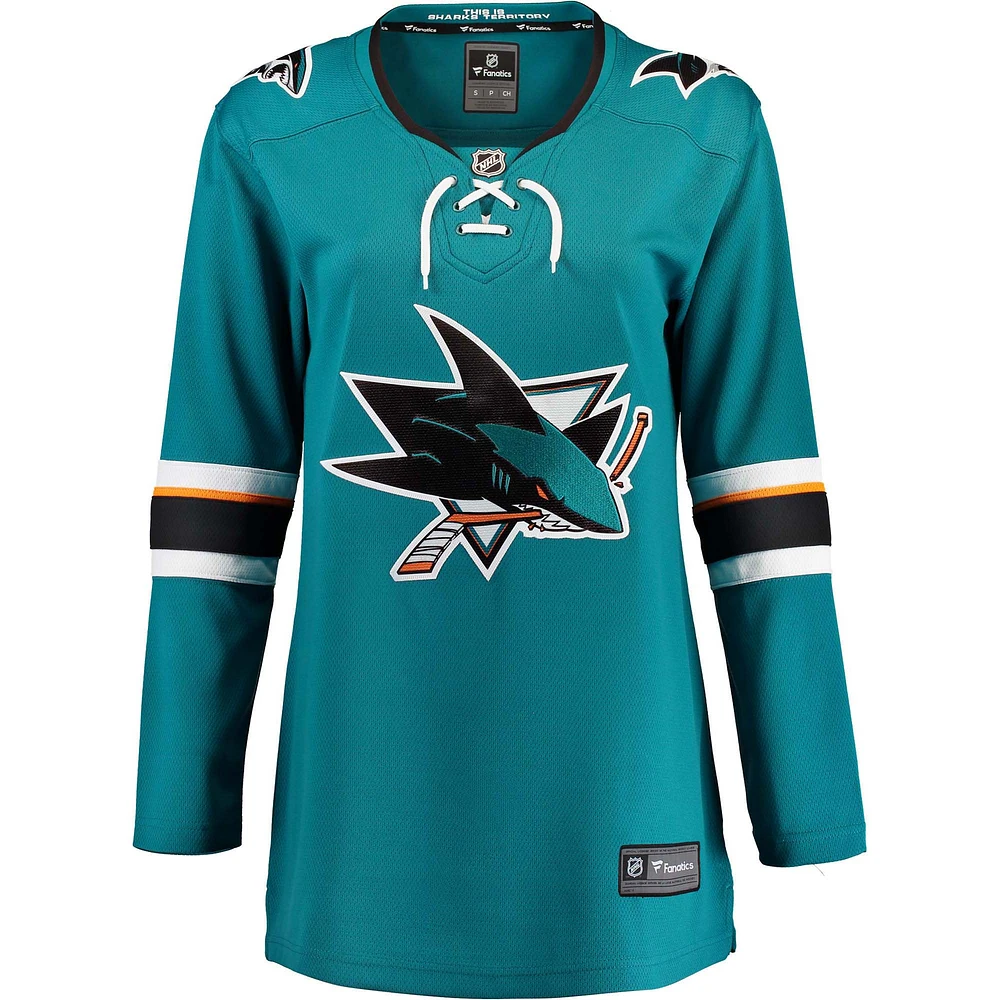 Women's Fanatics Teal San Jose Sharks Home Breakaway - Blank Jersey