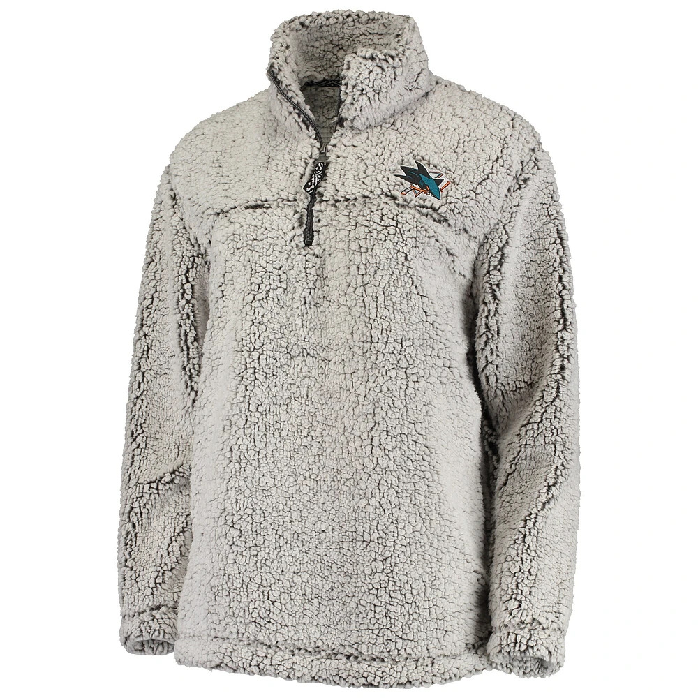 Veste G-III 4Her by Carl Banks grise pour femme des Sharks de San Jose en sherpa avec fermeture éclair sur le quart