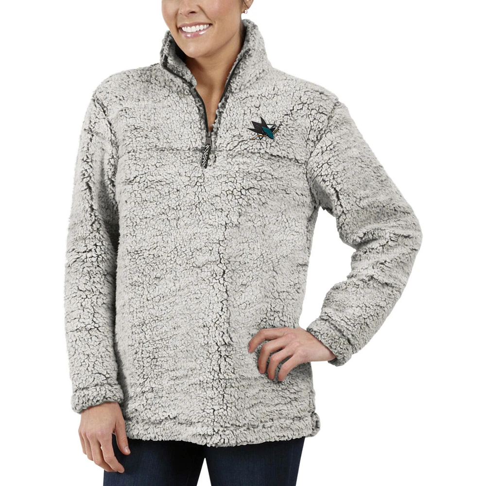 Veste G-III 4Her by Carl Banks grise pour femme des Sharks de San Jose en sherpa avec fermeture éclair sur le quart