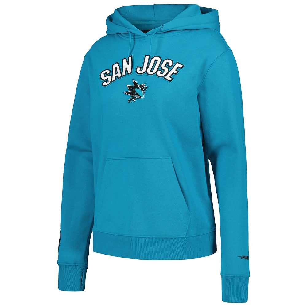 Women's Pro Standard Teal San Jose Sharks Classic Chenille Pullover Hoodie