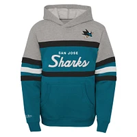 Youth Mitchell & Ness Teal San Jose Sharks Head Coach Pullover Hoodie
