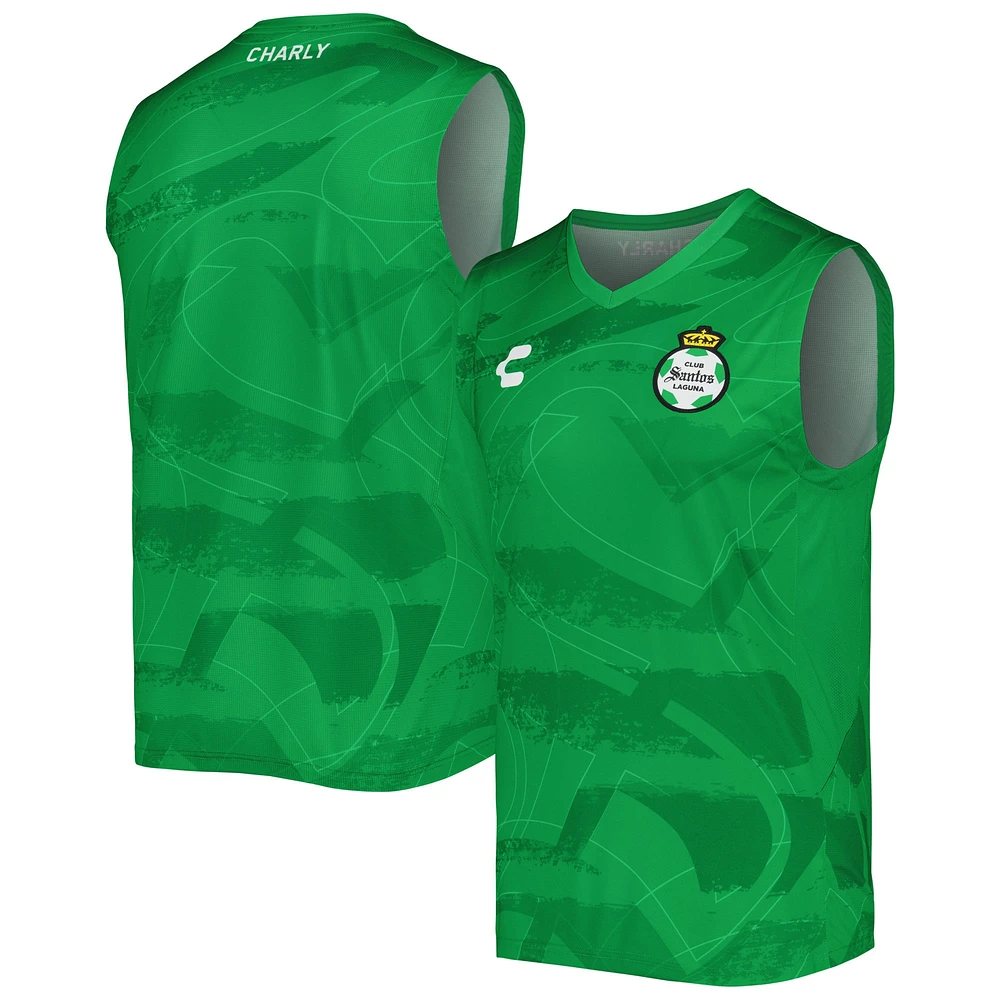 Haut d'entraînement sans manches à col en V Charly Green Santos Laguna pour homme