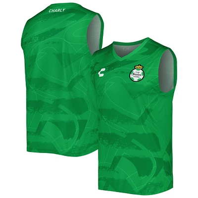 Haut d'entraînement sans manches à col en V Charly Green Santos Laguna pour homme
