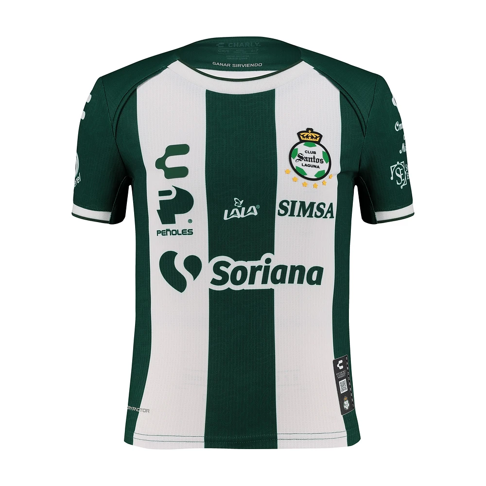 Maillot Charly Vert/Blanc Santos Laguna 2024/25 Domicile Authentique Enfant