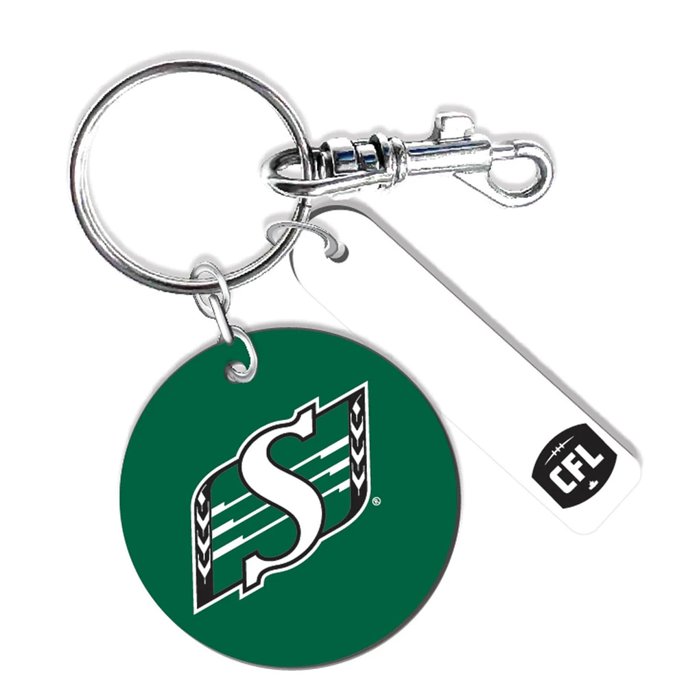 Saskatchewan Roughriders Personalized Leather Round Keychain