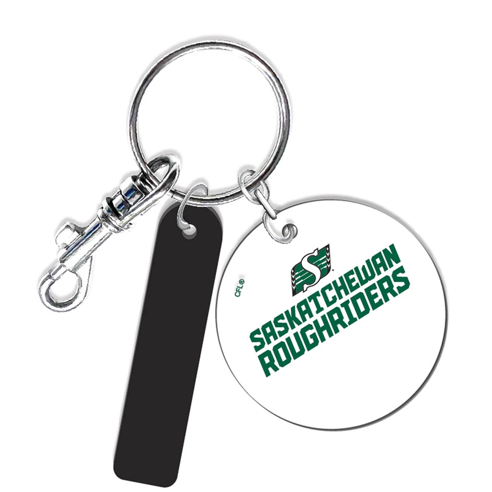 Saskatchewan Roughriders Personalized Leather Round Keychain
