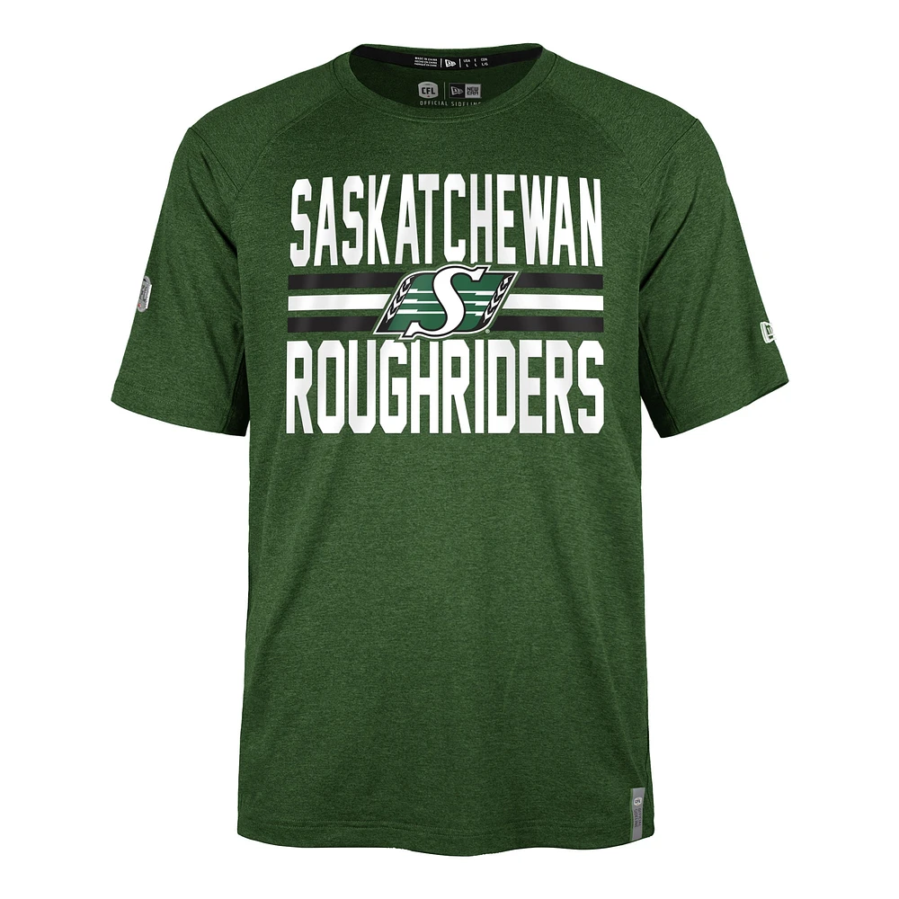 Men's New Era  Green Saskatchewan Roughriders Sideline Varsity Performance T-Shirt