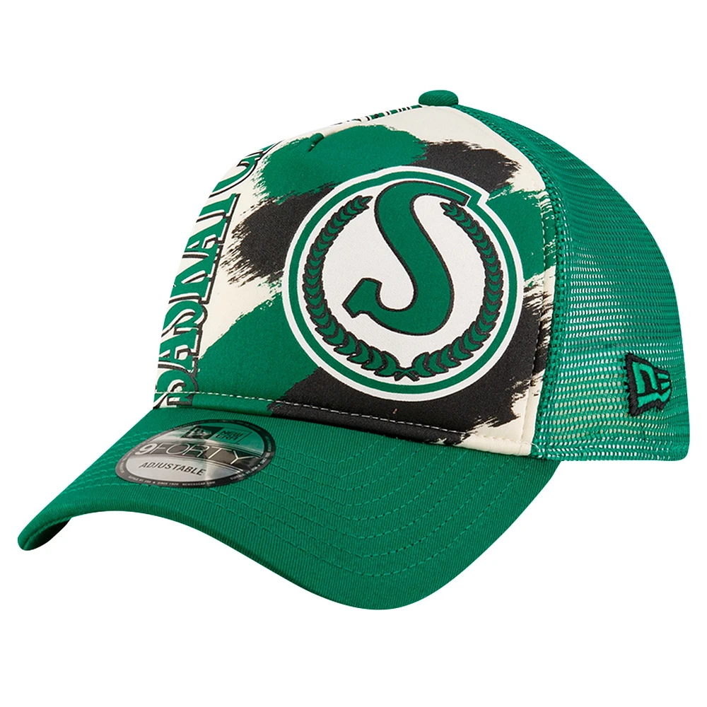 Men's New Era Green Saskatchewan Roughriders Turf Traditions 9FORTY Adjustable Hat