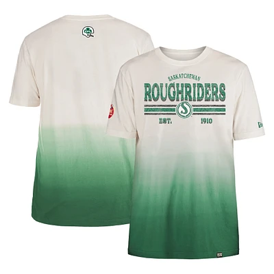 T-shirt New Era Kelly vert/crème pour hommes des Roughriders de la Saskatchewan Turf Traditions