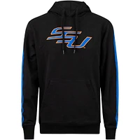 Men's FISLL Black Savannah State Tigers Oversized Stripes Pullover Hoodie
