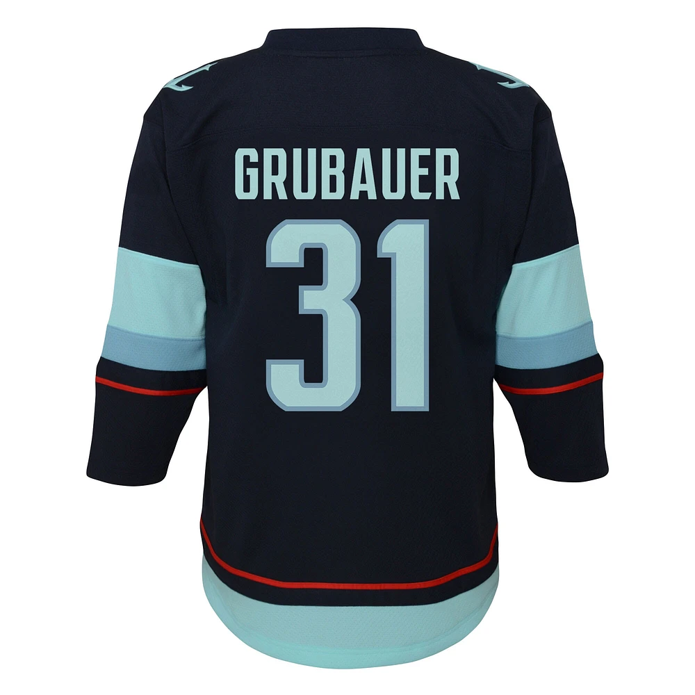 Infant Philipp Grubauer Deep Sea Blue Seattle Kraken Home Replica Player Jersey