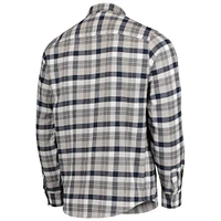 Men's Antigua Deep Sea Blue/Gray Seattle Kraken Ease Plaid Button-Up Long Sleeve Shirt