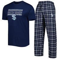 Men's Concepts Sport Navy/Gray Seattle Kraken Badge T-Shirt & Pants Sleep Set